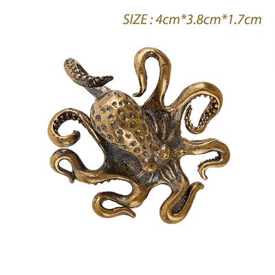 Brass Octopus Home Decoration Figurines Ornament Accessories Table Tea Pet Craft