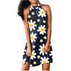 Women's Casual Fashion Temperament Print Hanging Neck Sleeveless A-line Dress