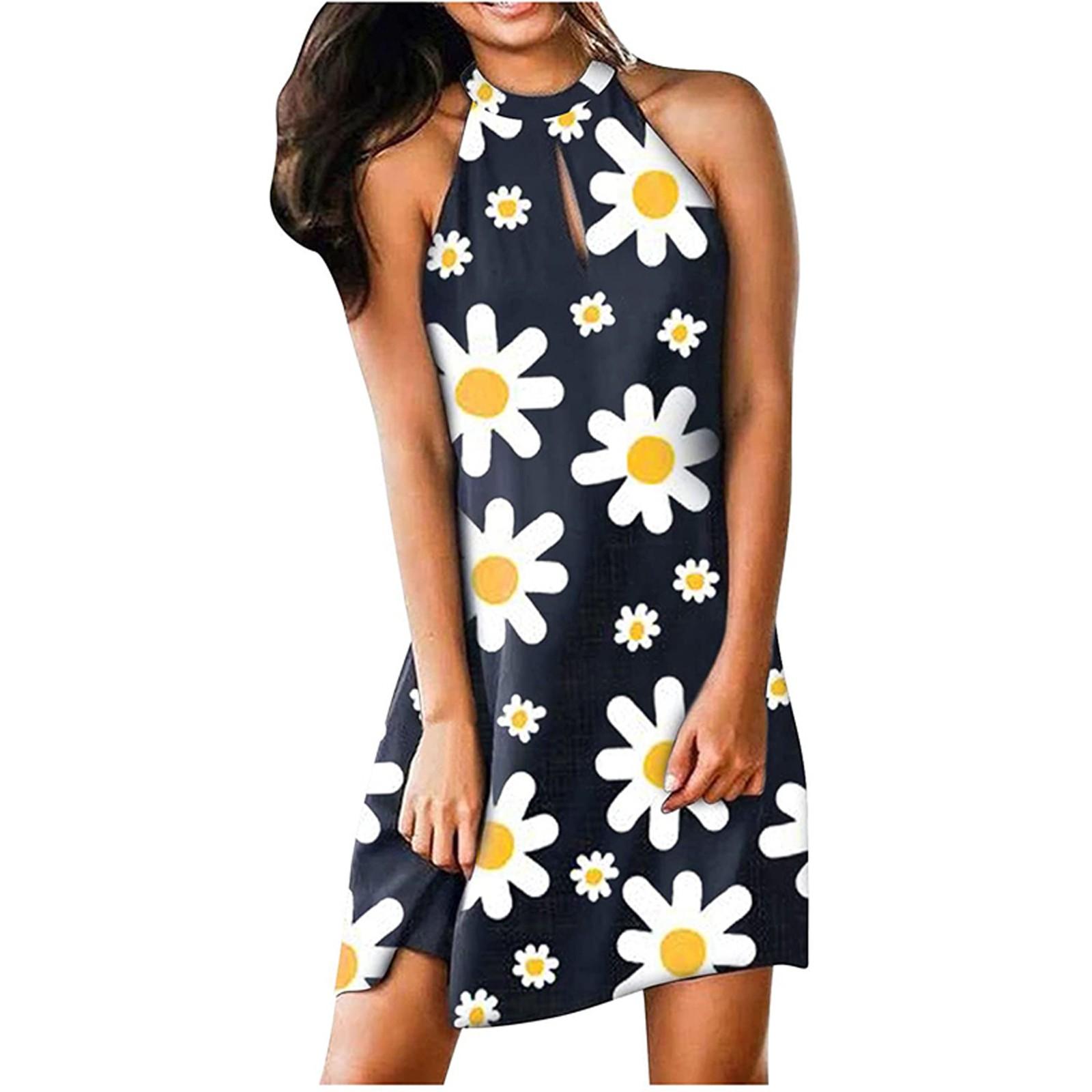 

Женское повседневное модное платье трапециевидной формы без рукавов с висячим принтом и принтом XL жёлтый