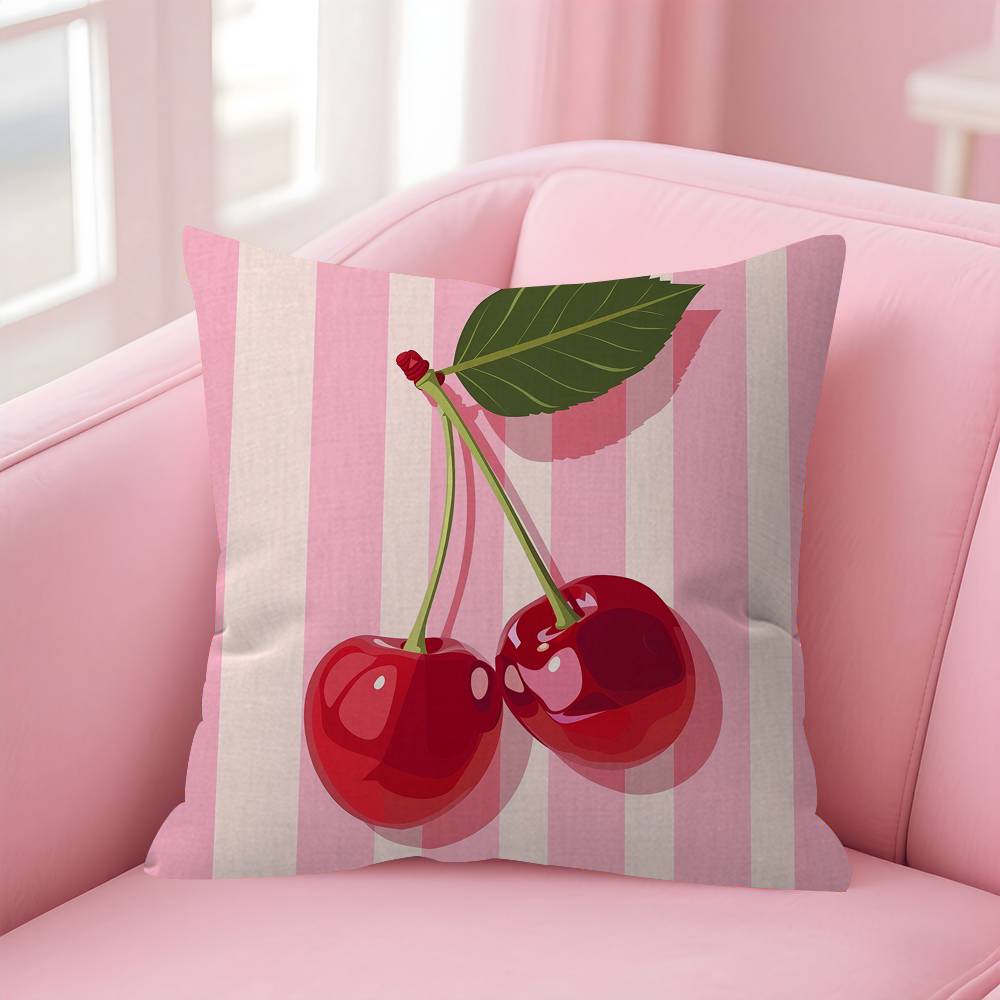 Red Cherry Fruit Creative Personalized Pillow Cover Kids Bedroom Wild Party Decor Pillowcase Kid Birthday Shower Gift