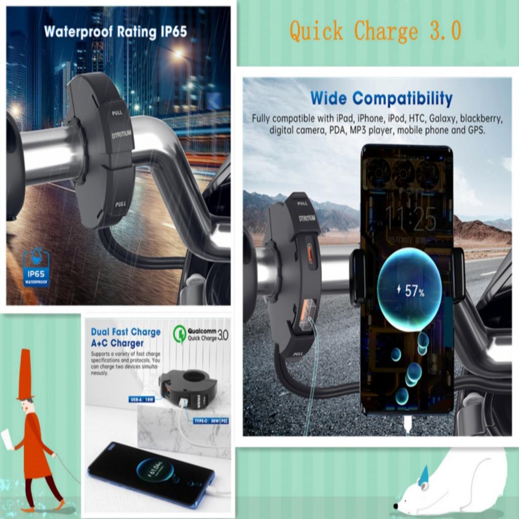 Motorcycle Cell Phone Support Handlebar Bracket Mobile Mirror Mount Navigation Stand Aluminum Anti Vibration Handle Holder Bike