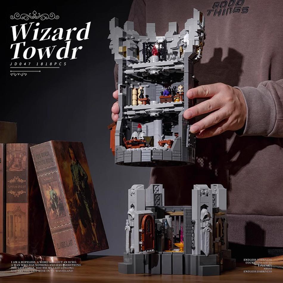 MOC Medieval Wizard Tower Magic Castle Street View Building Blocks Creative Construction Bricks Toys Kids Adults Christmas Gifts
