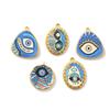 Stainless Steel Evil Eye Pendant with Blue Drip Oil Charm