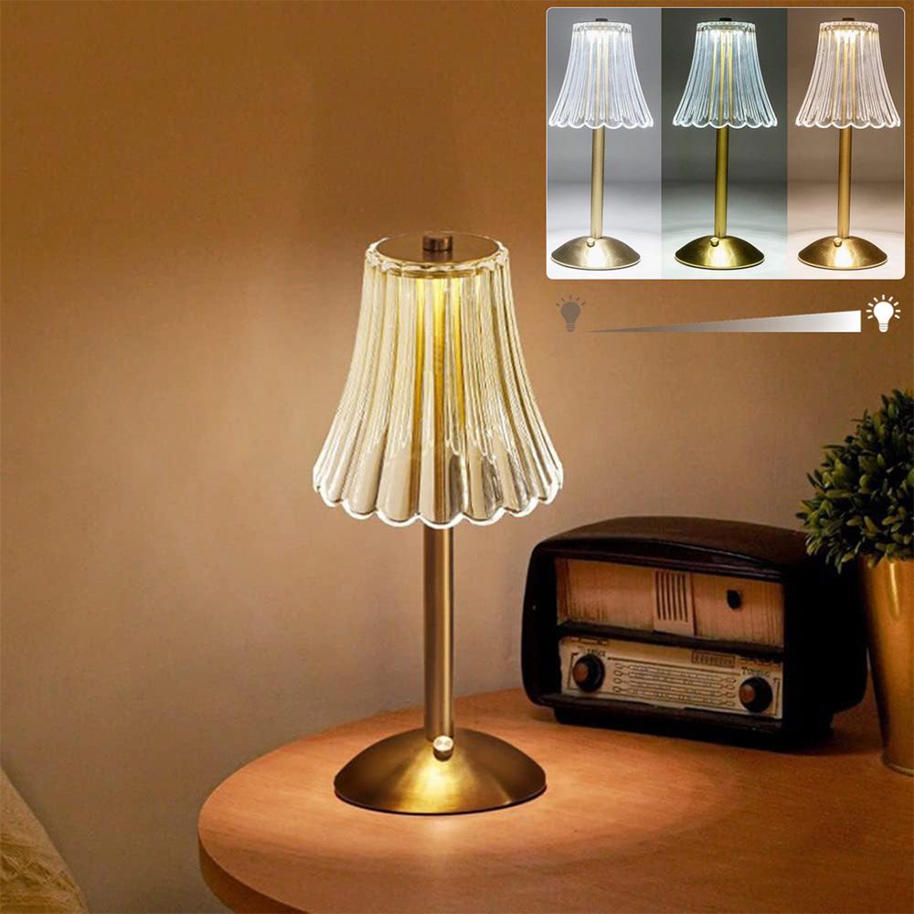 

Retro Beside Crystal Table Lamp Nightstand Desk Reading Lamp Bedroom Living Room