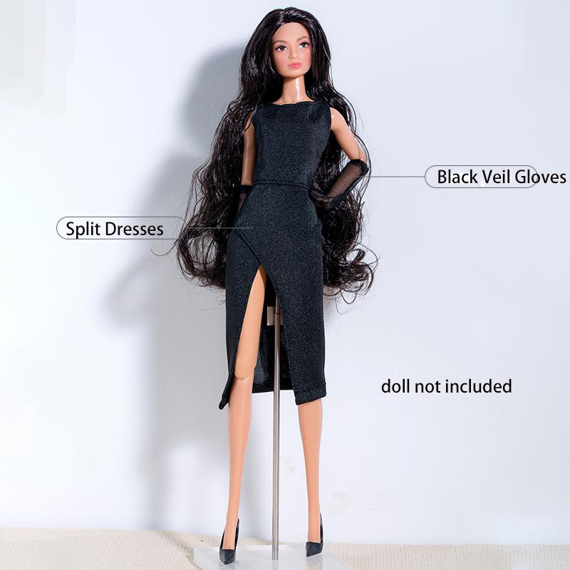 Supermodel New Doll Clothes Set Elegant Black Dress Series Dress Up Doll Party Dresses Accessories For 30Cm 1/6 Bjd Fr Doll Toys