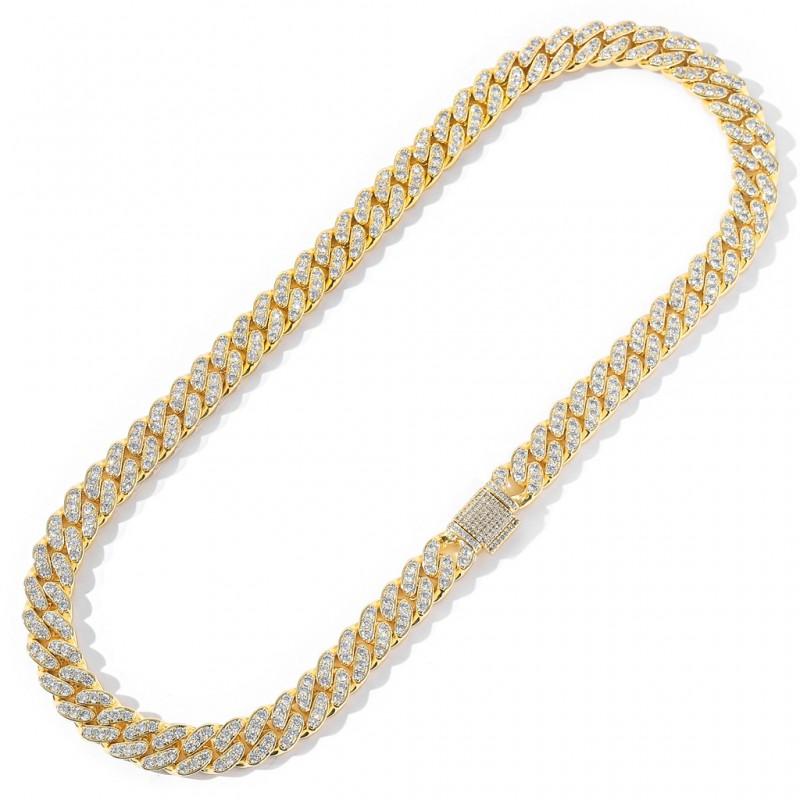 12mm Zircon Cuban Chain Mens Womens Hip Hop Single Row Full Necklace