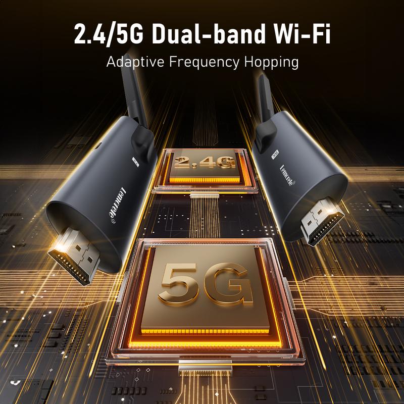 Lemorele 5G 200M Wireless HDMI Transmitter Receiver Meeting Screen sharing Audio Transmitter for Laptop TV Projector Monitor