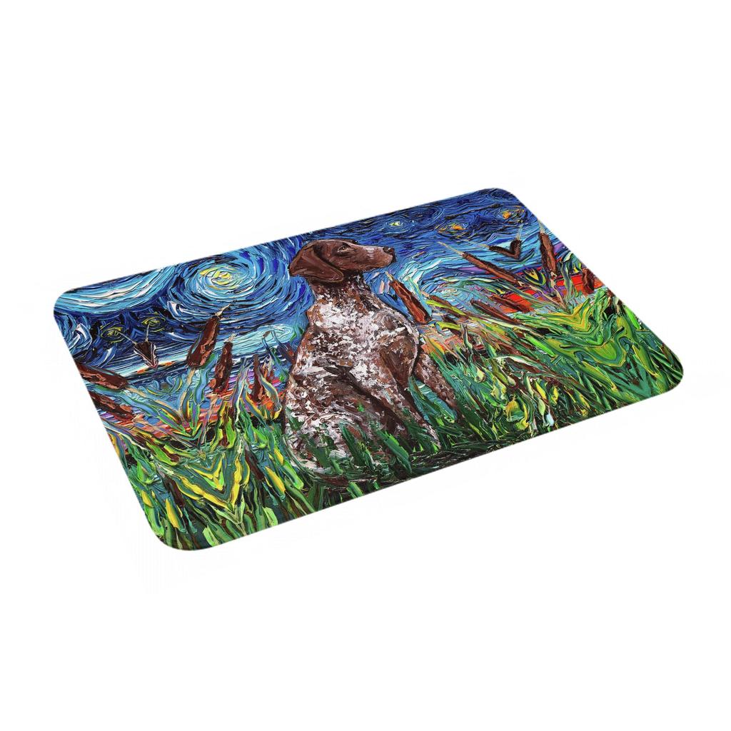 Retro Starry Night German Shorthair Pointer Doormat Anti-Slip Kitchen Bathroom Mat Garden Garage Door Floor Entrance Carpet Rug