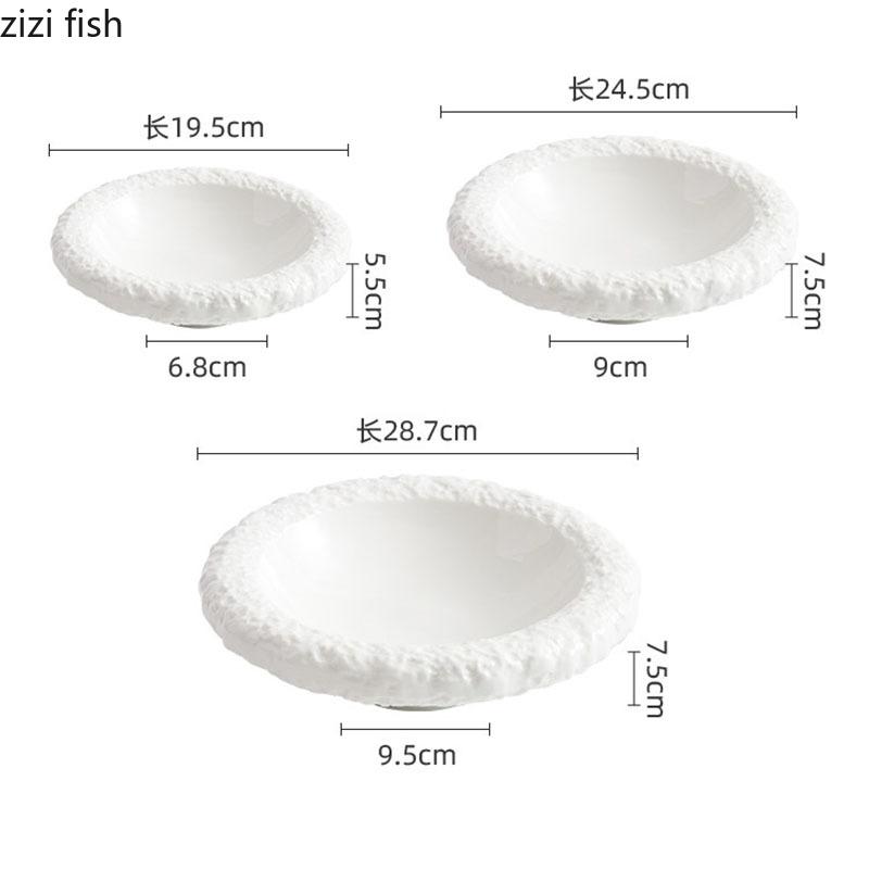 Rock Texture Ceramic Double Layer Bowl Restaurant Creative Thick Soup Bowl Salad Bowl Dessert Snack Bowls Specialty Tableware