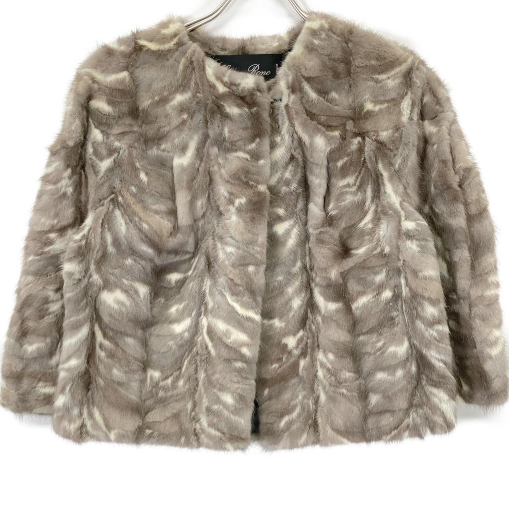 SAM-RONE [Beautiful] Mink fur short Jacket 36 BrownUsed