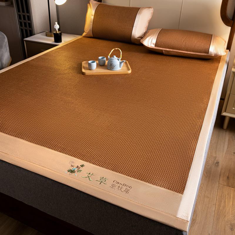 Summer Double-Sided Foldable Rattan and Ice Silk Cooling Mat