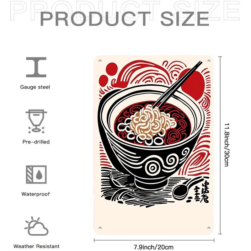 One piece of Chinese-style ramen iron hanging tag, a creative kitchen decoration, home wall art craft gift, suitable for food lo