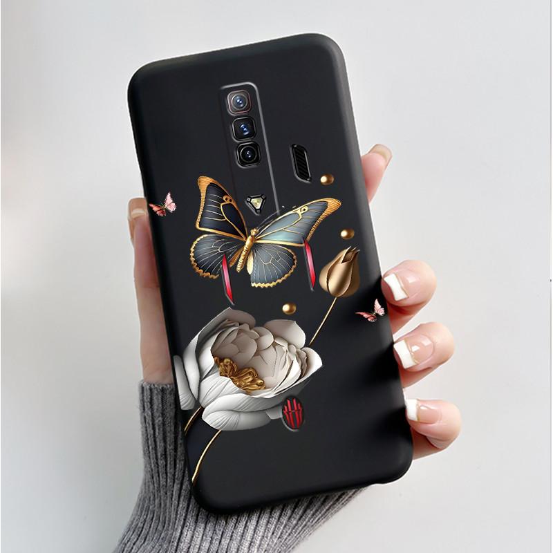 Pattern Case For ZTE Nubia RedMagic 7 5G Funda For Nubia RedMagic 7S 5G Soft Silicone Black Shell Cute Flower Cartoon Capa Cover