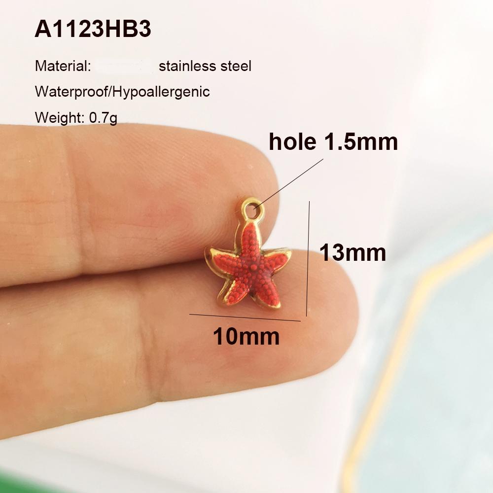 2pcs/lot Pendant Charm Fish Ocean Shark Starfish Lobster Coral Necklace Earring Stainless Steel Gold PVD Red