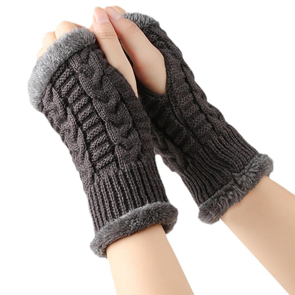 

Флисовые перчатки без пальцев вязаные крючком теплые вязаные варежки для холодной погоды темно серый