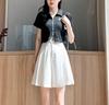 2024 New Black High-Waisted Pleated Wide-Leg Shorts - Slimming, Casual, Slit Design