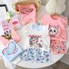 2026 Estate Bambini Girocollo Senza Maniche Gilet Completi Baby Primavera Pantaloncini Corti Set Due Pezzi Tuta in Cotone Cartone Animato per Bambina