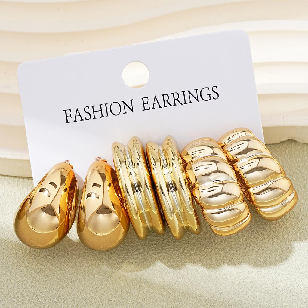 6pcs/Set European And American Classic Fashion C-Shaped Minimalist Earrings For Women's Daily Wear Gifts For Mothers Best Friend