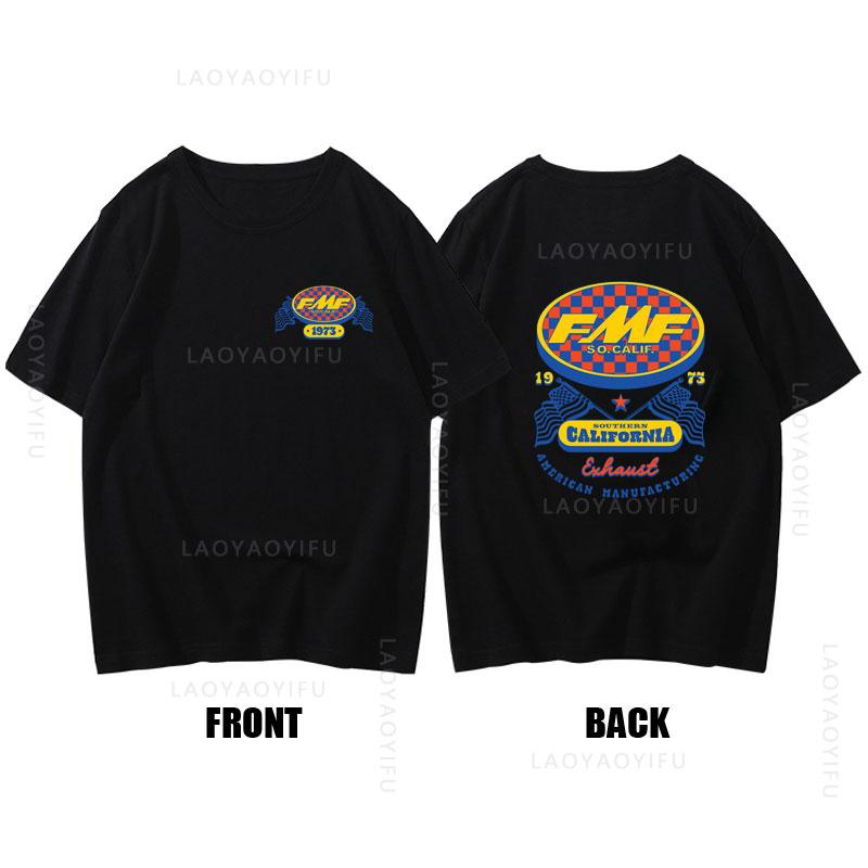 Heißer Verkauf FMF Racing Auspuff Ama Motocross T-Shirt Rundhals Mode Kleidung Kurze Ärmel Sommer Herren Cooles Top 100% Baumwolle T-Shirt