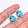Swiss London Blue Topas 925 Sterling Silber Ohrring V9563, Blauer Ohrring, Birnenohrring, Valentinstagsgeschenk, Geschenk für Sie, Geburtstagsgeschenk, handgemachter Schmuck