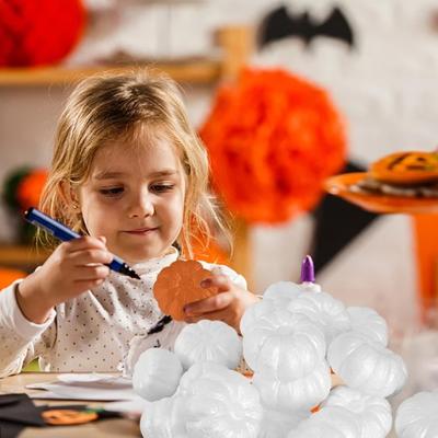 12Pcs Foam Pumpkins White Artificial Pumpkin Ornaments Paintable DIY Crafts for Halloween Fall Thanksgiving Photography Props