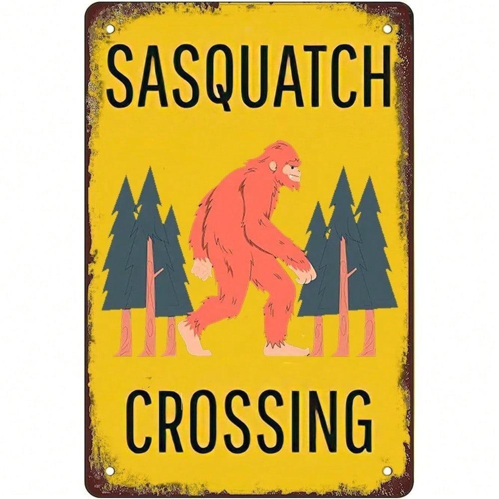 Vintage Bigfoot Metal Sign Rustic Cabin Wall Decor Garage Bar Man Cave