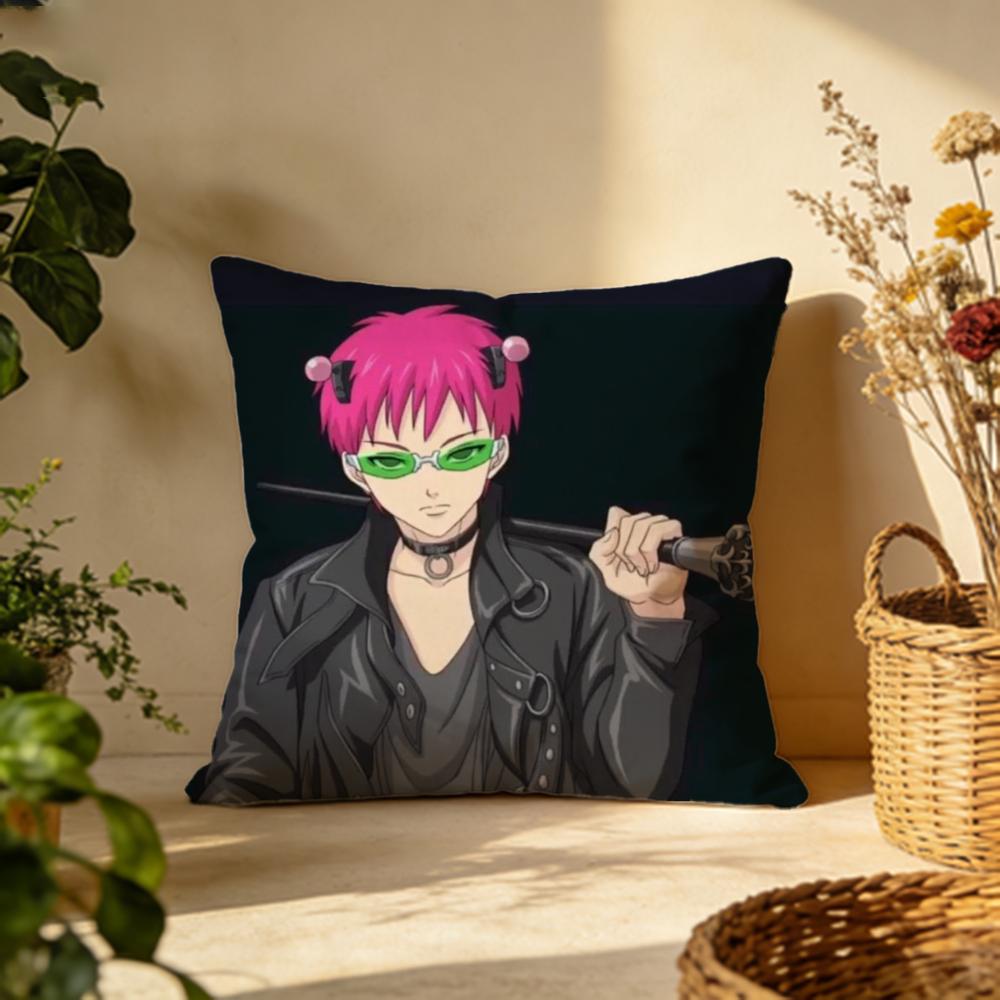 Hot TThe Disastrous Life of Saiki Kied Cushion Cover Versatile DoubleSided Pillow Case Fit for Sofa Bed Car  Daily Decor