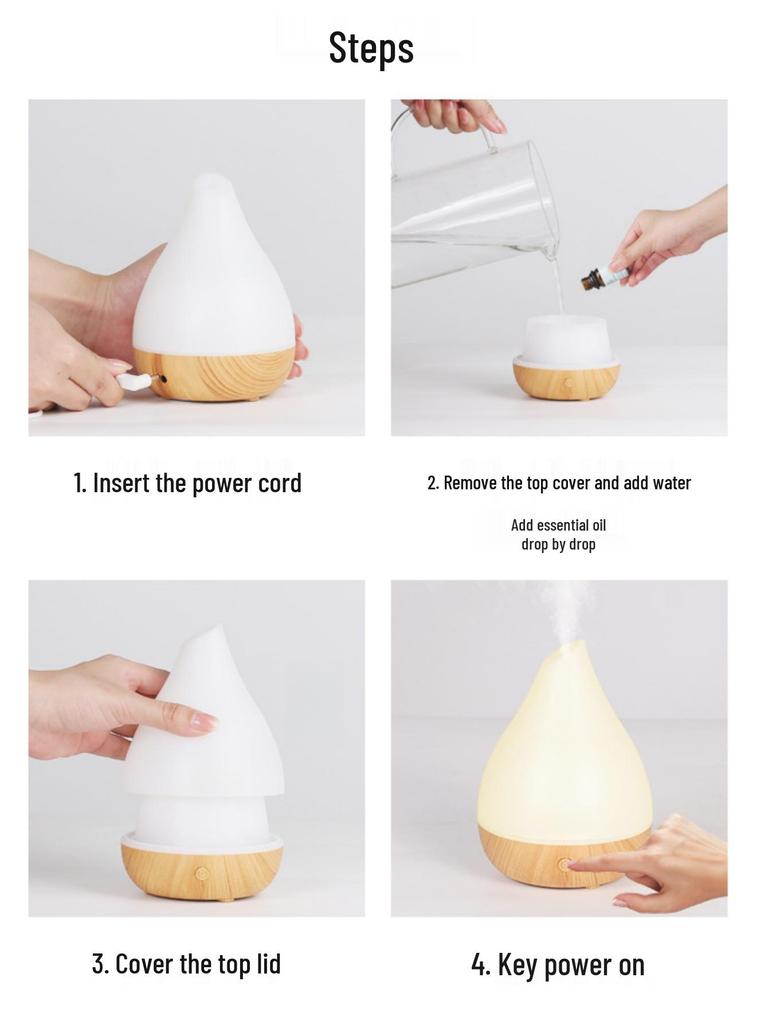 Silent Ultrasonic Wood Grain Aroma Diffuser & Humidifier for Moms & Babies