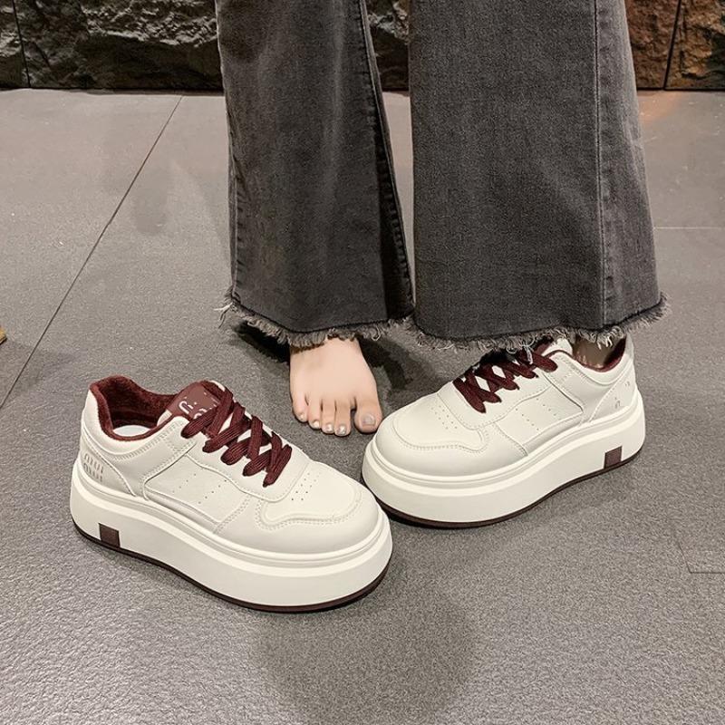 Thick-soled Little White Shoes Women's New Autumn Versatile Casual Shoes Muffin Sole Heightening Leather Board Shoes