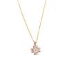 Clover Necklace with Spinning Four-Leaf Design, Diamonds & Colored Zircon, Titanium Steel Chain