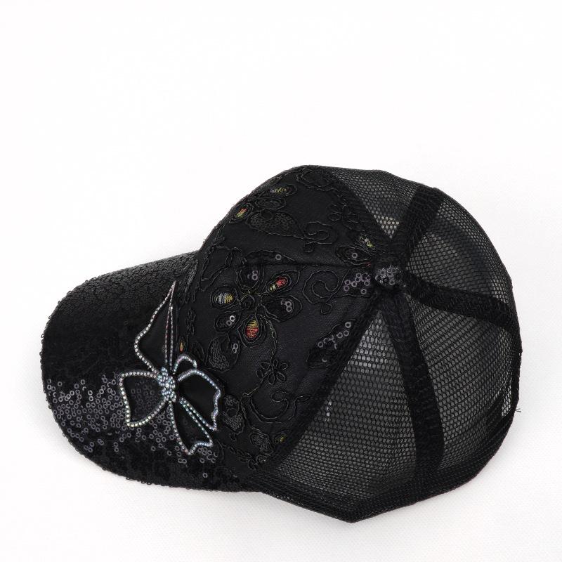 Spring & Summer Sequin Bow Baseball Cap: Breathable Mesh Sun Protection Hat