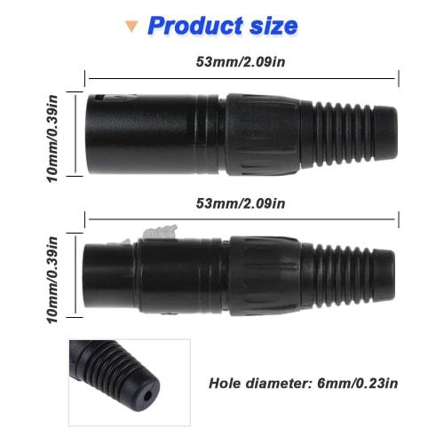 Xiatiaosann 4-Pin XLR Female Plug Connector & 4-Pin XLR Male Plug Connector, 4-Pin XLR Male Female Plug Audio Microphone Mic Connector for Speakers, M