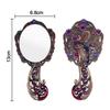 Peacock Open Screen Retro Small Mirror with Metal Handle Handheld Cosmetic Comb