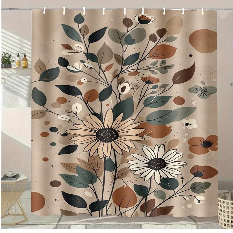 Morandi Creative Flowers Washable Dirt-Resistant Shower Curtain Shower Head waterproof Polyester Bath Curtain For Home Decor