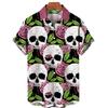 Fashionable Men's Short Sleeve 3D Skull Print Hawaiian Shirt Summer Casual Top Beach