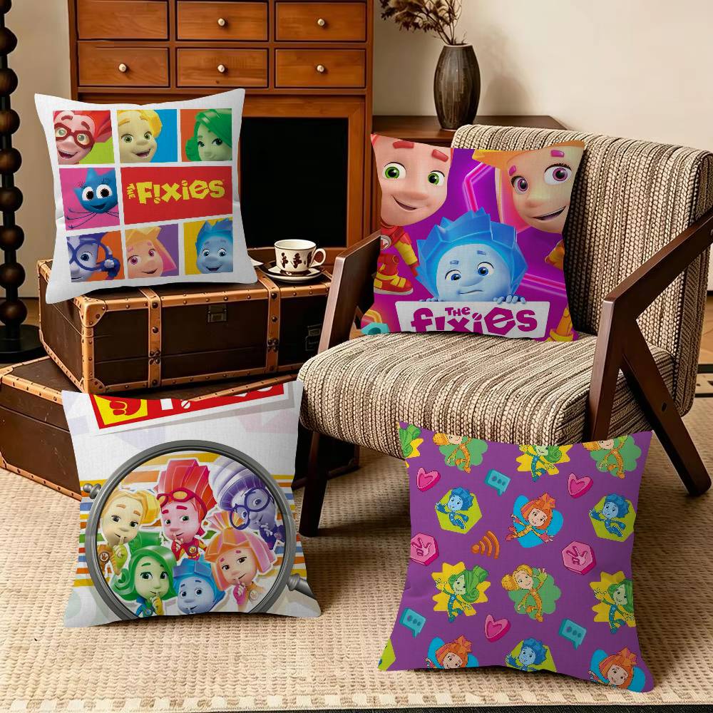 Cartoon TThe FFixies Decorative Polyester Throw Pillow Cover Square Suitable for Home Office Coffee Shop Decor