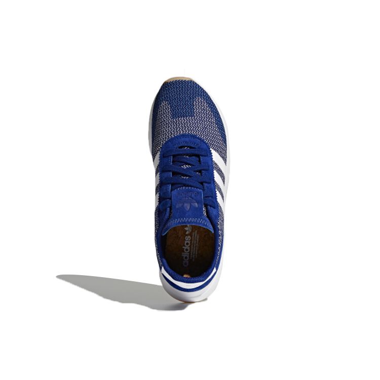 Adidas Originals Flb Runner Retro Spliced Casual Fabric Suede Non-Slip Breathable Low-Top Marathon Running Shoes Women Sneaker Blue White DB2117