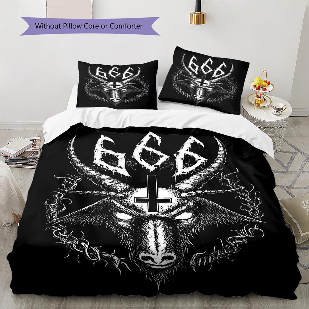 Baphomet Pattern Bedding,Quilt Set Quilt Cover Pillowcase Home Birthday Gift (1 * Duvet Cover + 2 * Pillowcase, Without Core)