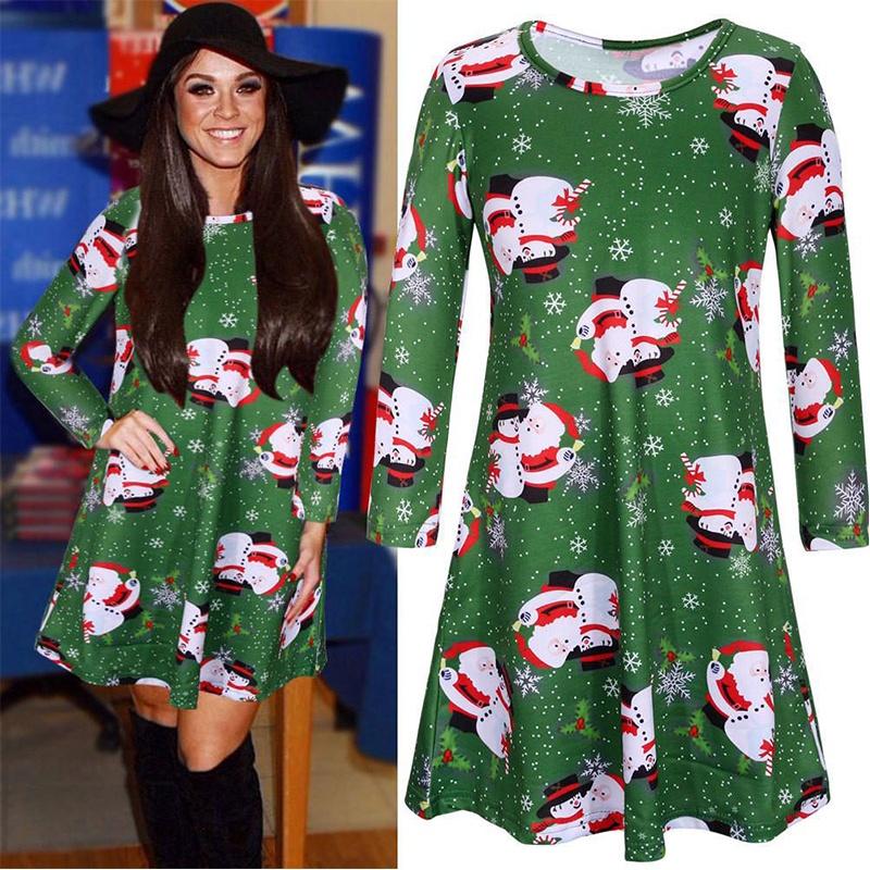 Charming Girls Children Christmas Dress Featuring Elegant Santa Bow Print For Mothers And Daughters