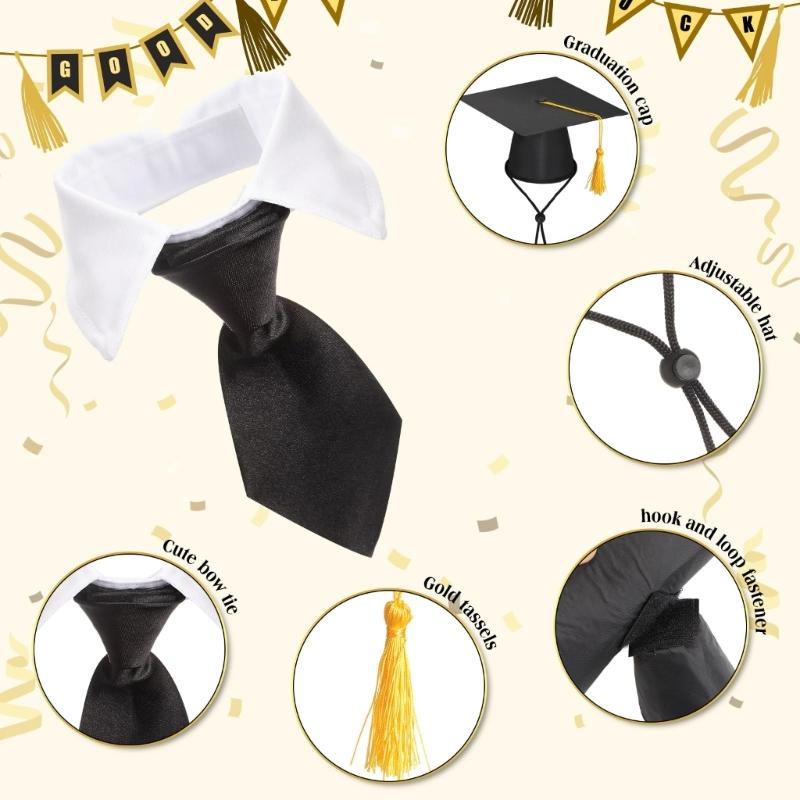 User Friendly Efficient Graduation Accessories Black Cap and Bowtie Set Sustainable Party Decorations Polyester Materials