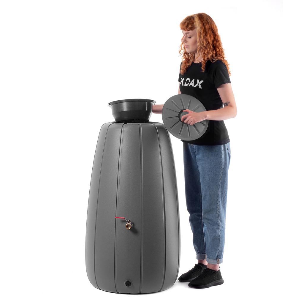 KADAX Zbiornik Na Deszczówkę Wodę Beczka 200L Deszcz Pojemnik + Kran Z Donicą 2W1