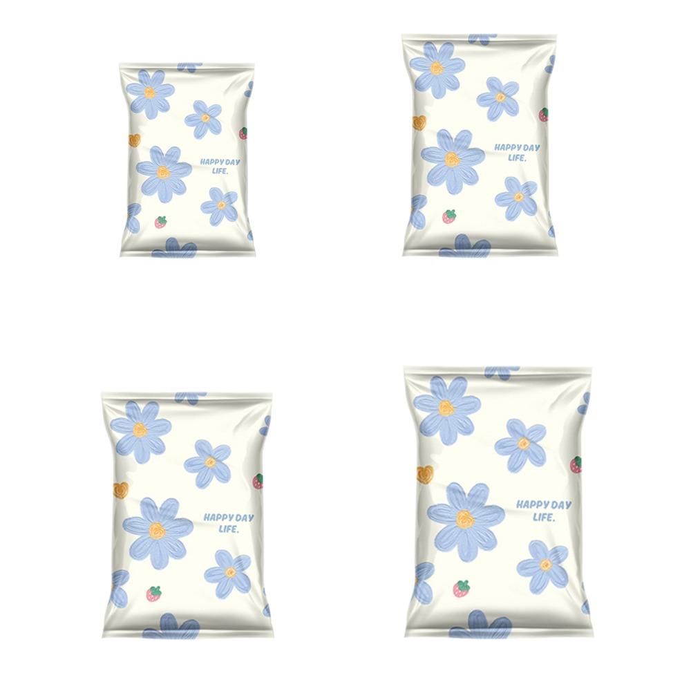

4PCS Blue Floral Pattern Vacuum Compression Bag Large Capacity Quilt Organizer Clothes 4 Pieces