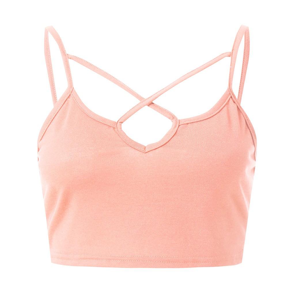 Damen Farbiger Cross-Over-Camisole-Bodysuit Sexy Tanktop