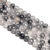 Gray Crystal Quartz Stone Natural Round Beads 15"Strand Smooth Loose Spacer Beads 4/6/8/10/12mm for Jewelry Making DIY Bracelets Accessories