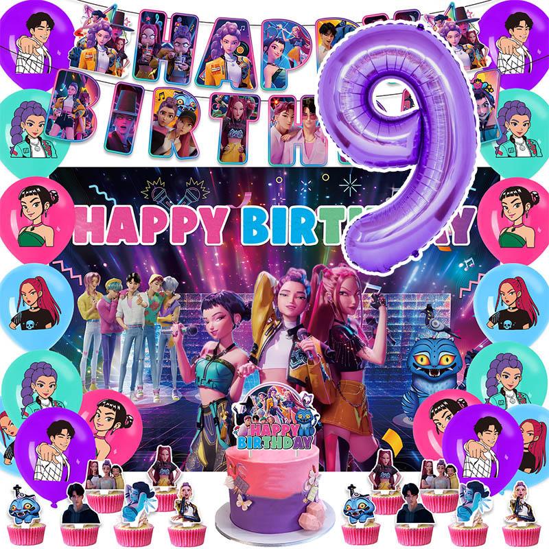 Set Tacâmuri de Petrecere de Unică Folosință Kpop De Hunter Tragere de Steag Petrecere de Ziua de Naștere Coreean Kpop Petrecere Anime Celebrare Consumabile Picnic Deco