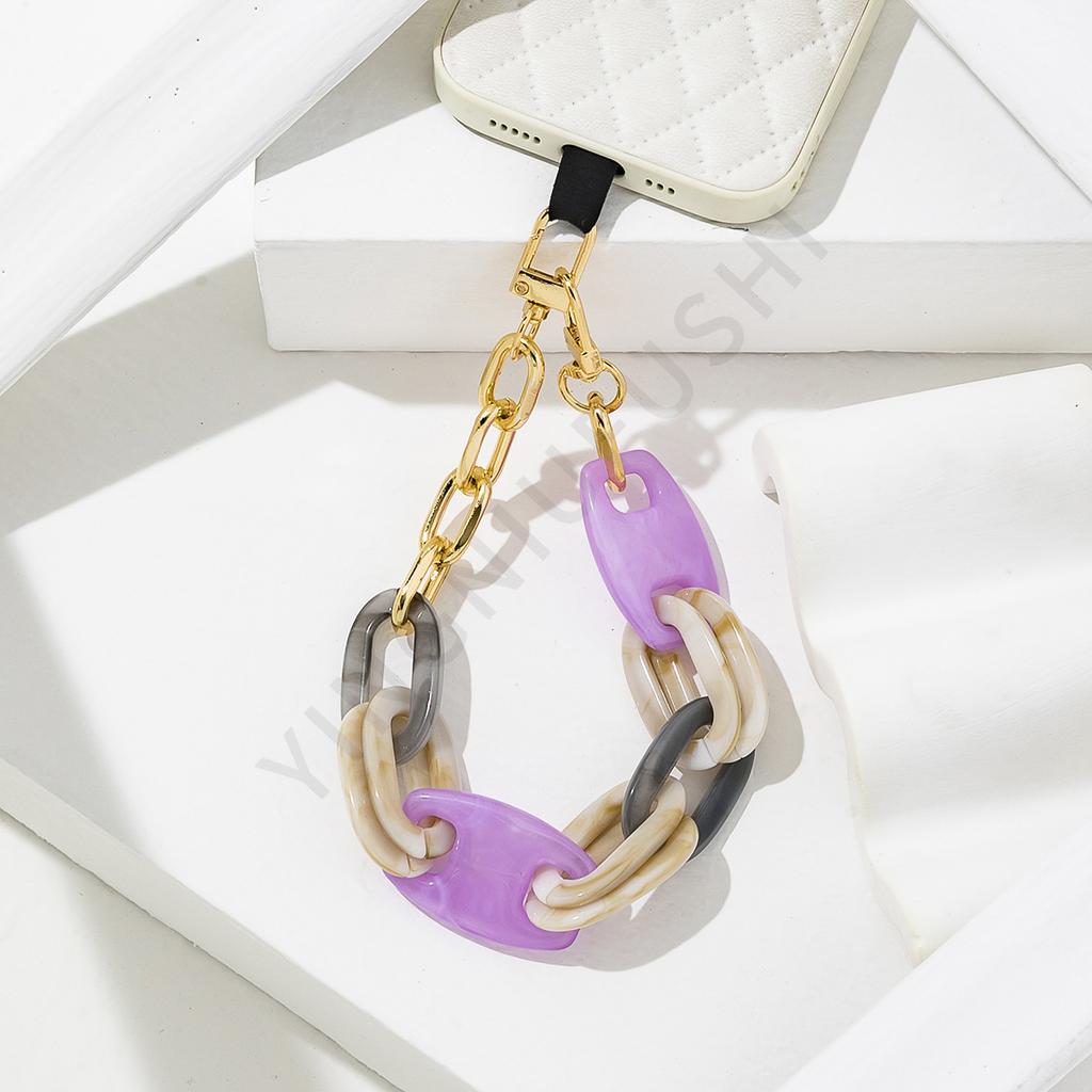 Retro acrylic mixed gold thick chain trendy versatile mobile phone lanyard style simple exquisite fashion mobile phone lanyard
