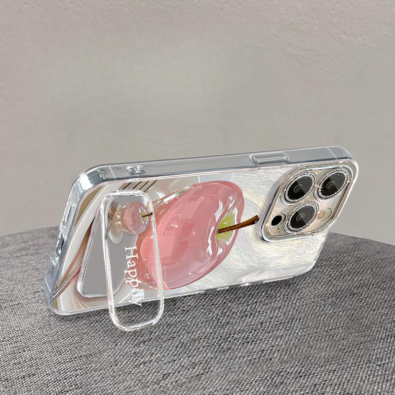 Crystal Apple Mirror Stand Applicable To Apple 13 Mobile Phone Case Huawei Mate60pro Feather Yarn 15 All Inclusive 14/11
