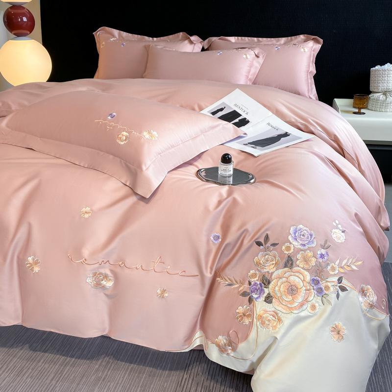 Luxusní vyšívaná ložní souprava z bavlny s dlouhým vláknem - Série Dream (4-dílný)