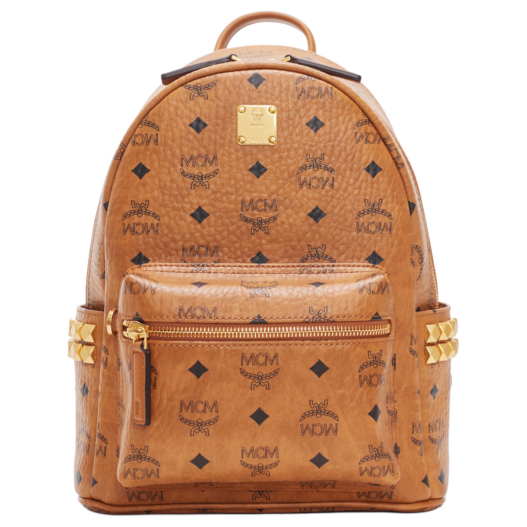 

MCM Stark Logo Print Polyurethane Backpack Small Women backpack Brown MMKGSVE03CO001 Basic Set (Bag+Dust Bag)