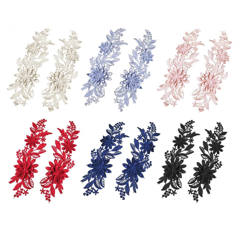 1 Par Aplique de Encaje Parches de Encaje Aplique Bordado de Flores para Vestido de Novia Ropa Chaquetas Diy Accesorios de Novia Suministro